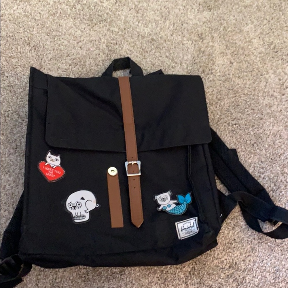 Small Herschel Backpack customized with patches!